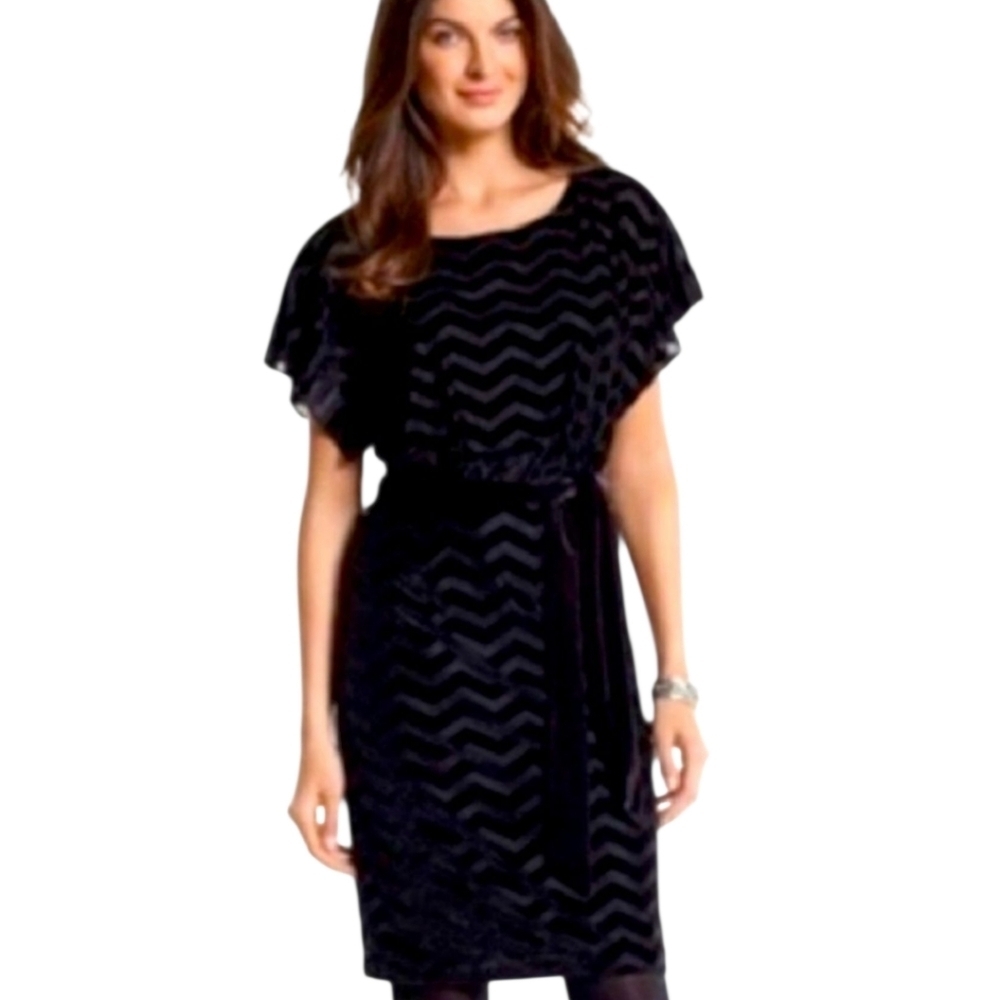 WHBM Black Velvet Blouson Dress Size‎ Medium
